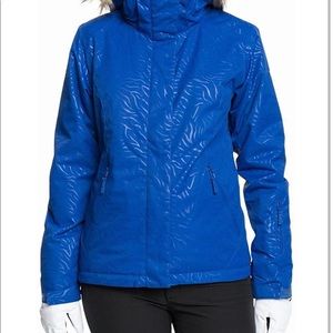 Roxy Jet Ski Solid Snowboard Jacket Womens in Blue Zebra Emboss